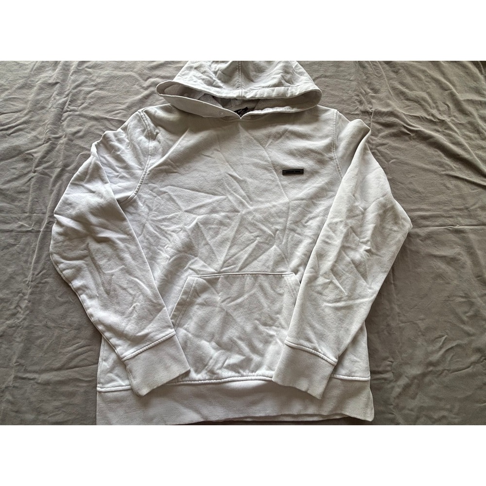 Michael Kors Mens Large White KORS Graphic Logo Pullover Hoodie Sweatshirt